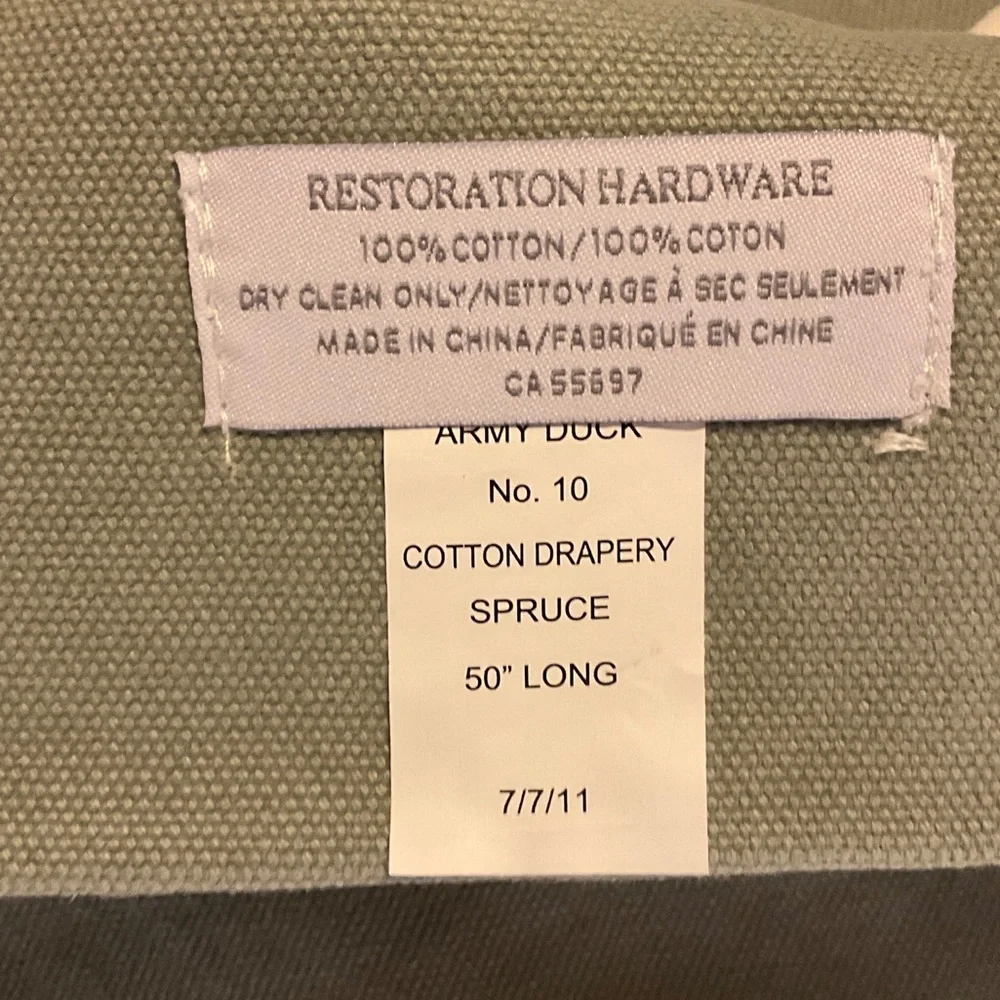 Restoration Hardware Elegant Army Duck Grommet Curtains Spruce